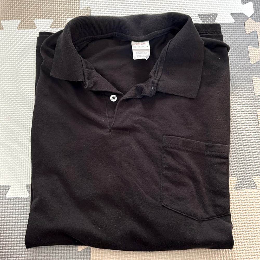 2 pack Men’s Short Sleeve EcoSmart Black Polo 2XL with pocket